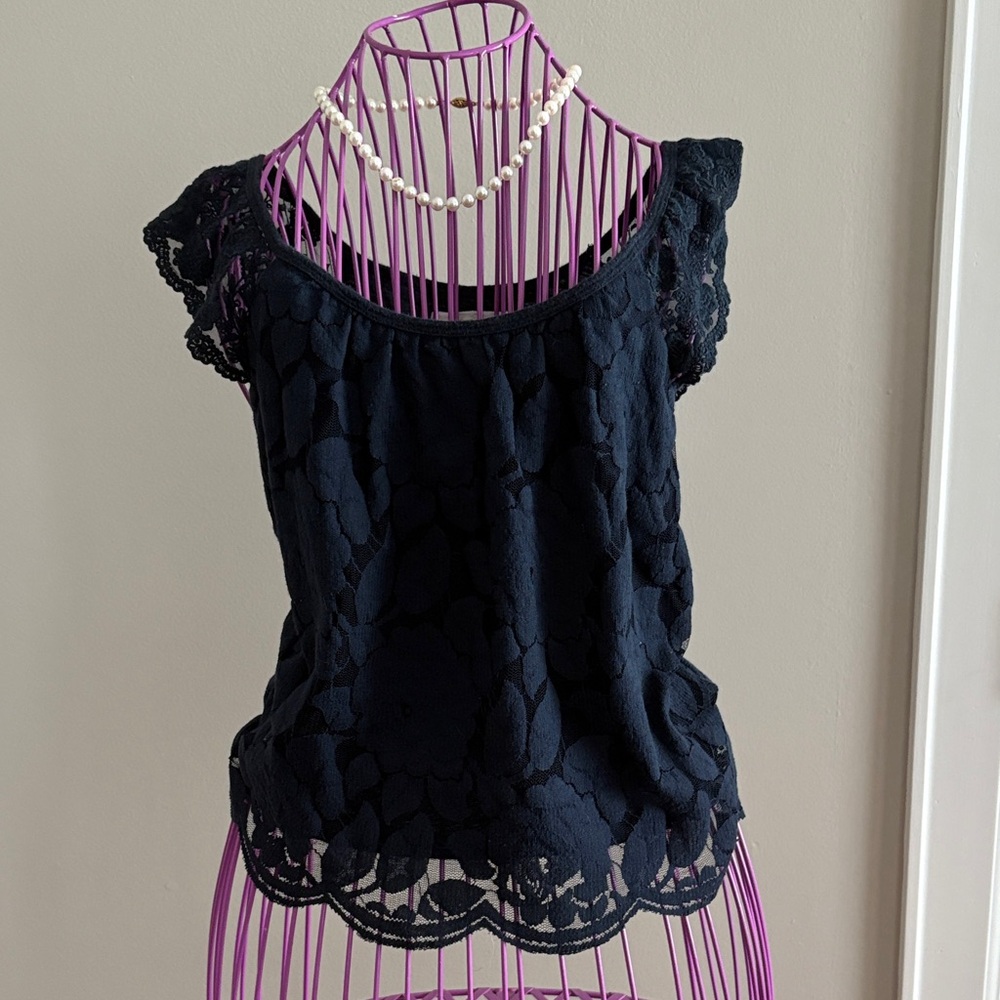 Abercrombie & Fitch Navy Lace Blouse